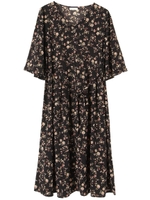 フラワープリントシャツディガン/ブラック