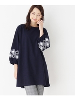 フラワーレースアレンジミディプルオーバー/ネイビー(093)