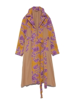 フラワー異素材切替えガウンコート/YEL