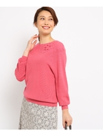 フラワー刺しゅうニット/ラズベリーピンク(173)