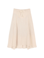 フロントレースアップフレアミディアムスカート/ライトベージュ