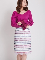 ボーダーレースタイトスカート/パープル