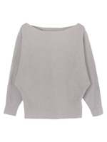 ボートネックドルマンニット/杢グレー