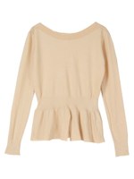 ボートネックペプラムニット/ベージュ