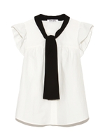 ボウタイノースリブラウス/WHT