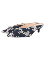 ポインテッドトゥVカットミュール/小花柄/ネイビー