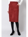 ポケット付きフェイクスエードタイトスカート/レッド(100)