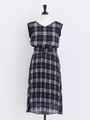 マドラスチェックワンピ/黒