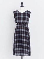 マドラスチェックワンピ/黒