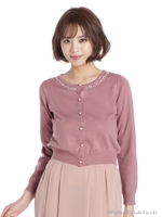 マルチビジュー釦付きカーディガン/ピンク