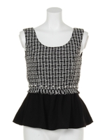 ミックスツイードコンビTOP/柄BLK