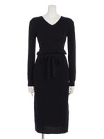 ミニケーブルニットワンピース/ネイビー