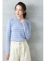 ミラノリブボーダーニット/ブルー×オフ2(112)
