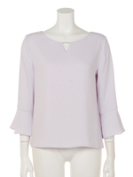 メタルパーツ付無地ブラウス/ラベンダー