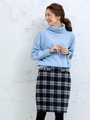 メタルボタンチェックスカート/ブラック柄