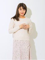 メランジケーブルニット/ベージュ