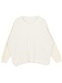 モヘアタッチスリーブ切替ニットプルオーバー/ホワイト