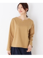 ラウンドバー　裏起毛プルオーバー/ライトベージュ(051)