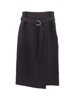 ラップ風ベルト付タイトスカート/ブラック