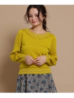 ラメライン衿つきニットプルオーバー/マスタード(033)