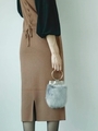 リブロングスカート/ベージュ