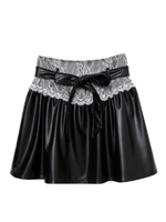 レースウエストフレアスカート/ブラック