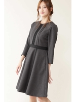 レースブロッキングワンピース/チャコールグレー1(021)