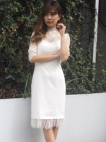 レースレイヤードタイトワンピ/O.WHT