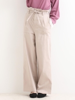 ワイドフリルストレートパンツ/ベージュ
