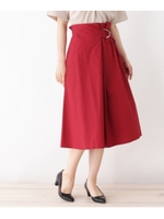 ワンサイドベルトブロードスカート/ダークオレンジ(068)