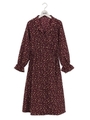 花柄開襟シャツワンピ/ボルドー