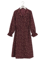 花柄開襟シャツワンピ/ボルドー