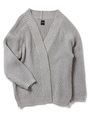 畦編みカーディガン/グレー