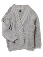 畦編みカーディガン/グレー