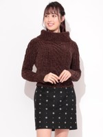 小紋柄台形ミニスカート/ブラック