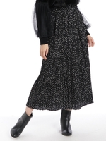 水玉プリーツロングスカート/クロ
