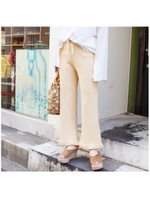 裾フリルニットパンツ/ベージュ