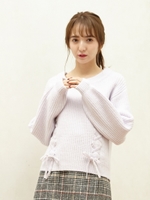 裾レースUPニット/ラベンダー