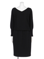 前後2wayドルマンタイトニットワンピース/ブラック