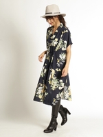 総柄プリント着物ワンピース/NAVY