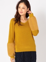 袖シャギーニットトップス/マスタード