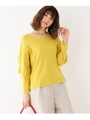 袖フリルVネックニット/レモンイエロー(031)