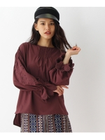 袖刺繍キャンディースリーブブラウス/ボルドー(064)