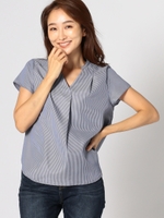 抜き衿シャツブラウス/青系