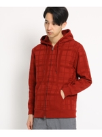 裏起毛チェックジップパーカー/レッド(062)