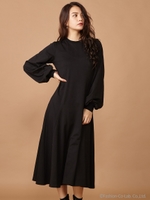 裏毛ロングワンピース/ブラック
