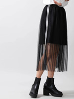 WEGO/チュールラインプリーツロングスカート