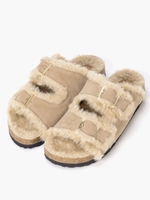 フラットファーサンダル/ベージュ