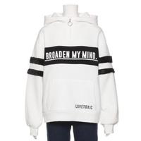 【25%OFF】袖ラインロゴ入りハーフジップ裏起毛パーカー