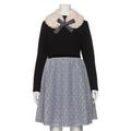 【30%OFF】フェイクファーティペットつき異素材ドッキングワンピース